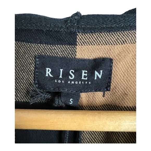 NWT RISEN Riding Shotgun Shacket Plaid Shirt Dress with Hood Sand Women's Size S - Picture 6 of 9